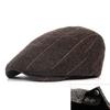 Beret Checkered Duckbill Retro Hat Vintage Men Woollen Cap Accessory Gift Adult
