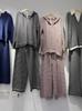 Autumn-Winter Korean Style Casual Striped Sweater & Wide-Leg Pants Set