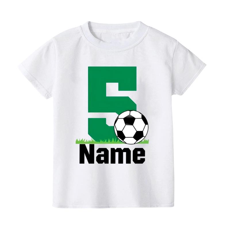 Personalize Football&birthday Print Kid T-shirt Casual Short Sleeve Child Tshirt Fashion Round Neck Child Tee Top Summer Clothes