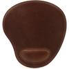 Ovales Leder-Mauspads mit ergonomischer Handgelenkauflage - Dunkelbraun 25×24×1,3 cm
