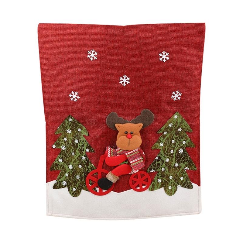 Roter Weihnachtsmann Schneemann Rentier Hut Stuhlbezug Weiche Filze Überwurf für Weihnachtsfeiertage Esszimmerdekoration