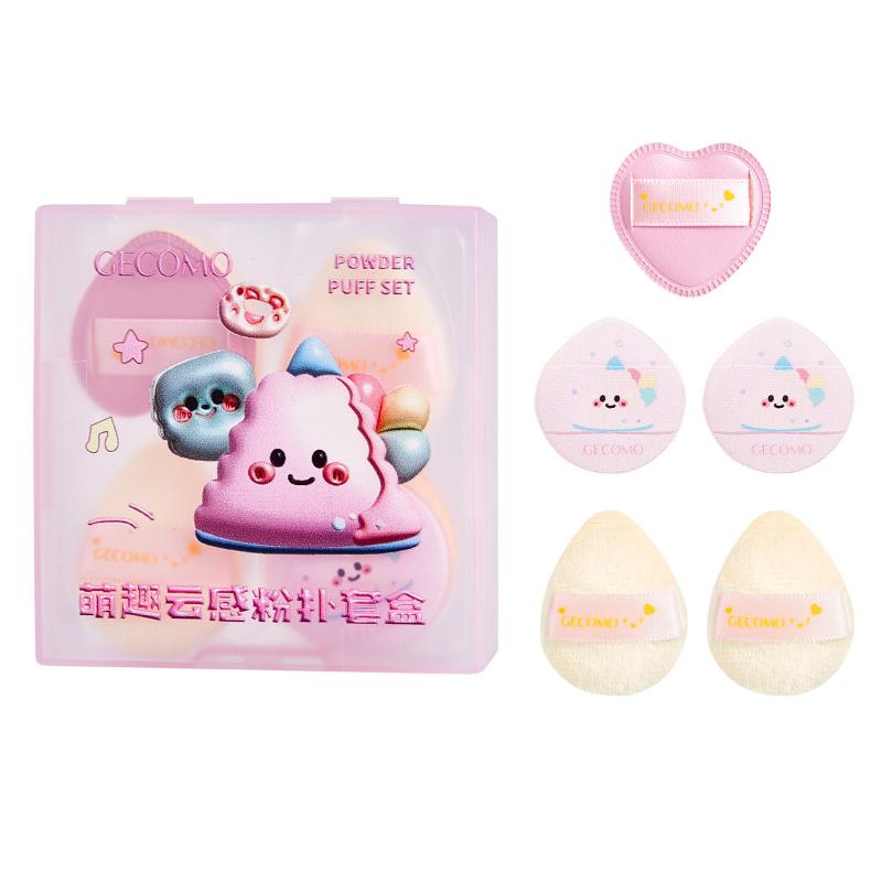 5Pcs Flocking Sponge Makeup Fixing Concealer Finger Puff Funny Cloudy Puff Set Box Soft Skin Dry Wet Dual Purpose Air Cushion
