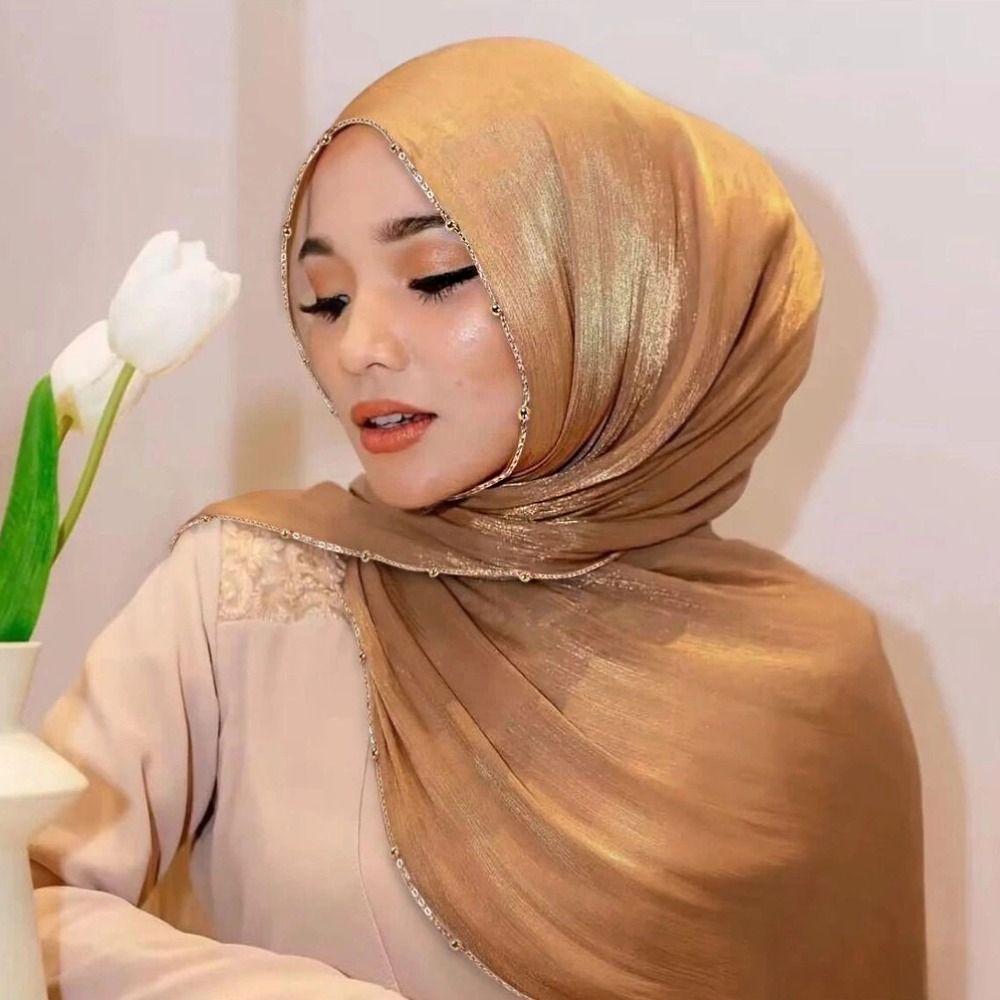 Long Wraps Shawl Beads Ethnic Style Scarf Luxury Malaysia Headscarf Daily