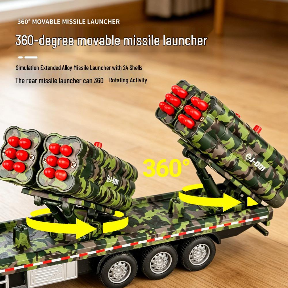 Alloy Anti-Aircraft Missile Artillery Vehicle Toy - Pull-Back Car for Boys Aged 1-6
