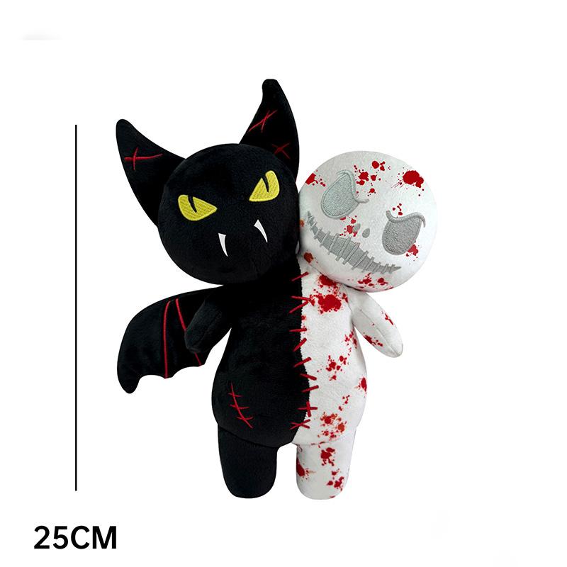 Halloween Double-headed Pumpkin Plush Toy Double Headed Skull Rabbit Horror Skull White Ghost Luminous Zombie Cat Halloween Gif 25cm