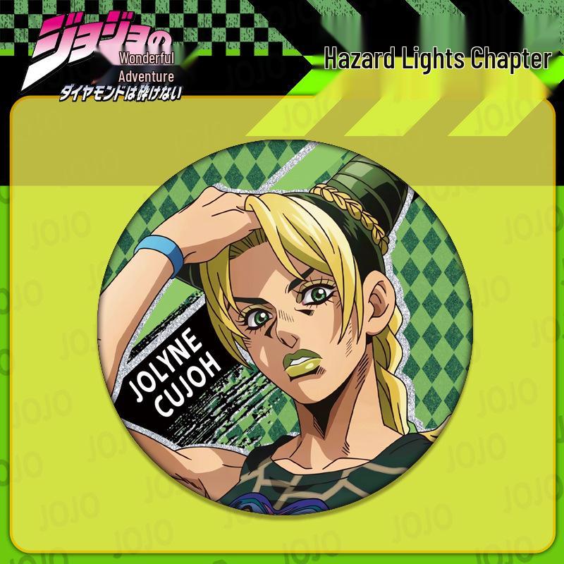 JOJO's Bizarre Adventure Double Flash Badge: HD Print, 75mm/58mm Diameter, Anime Button Pin