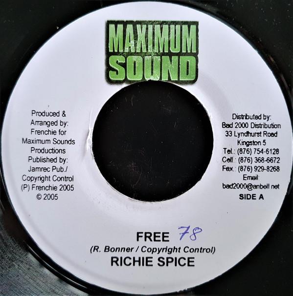 

7-дюймовая пластинка RICHIE SPICE Free none Maximum Sound 2005 Ямайка Регги Ска Даб Б/у