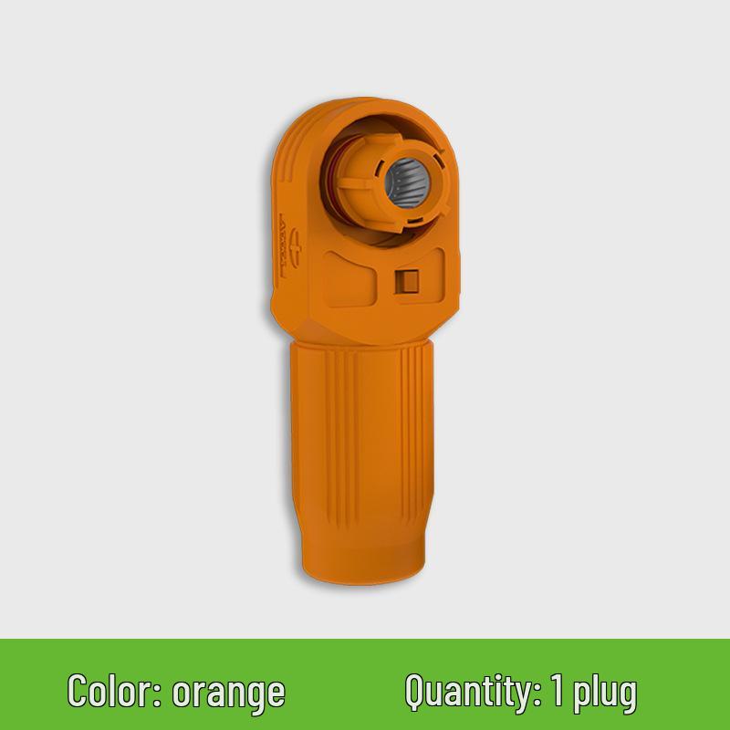 Black and Orange Angled Plug Socket; Positive/Negative Pole Energy Storage Connector; Threaded Hole; 70A-120A Current Capacity
