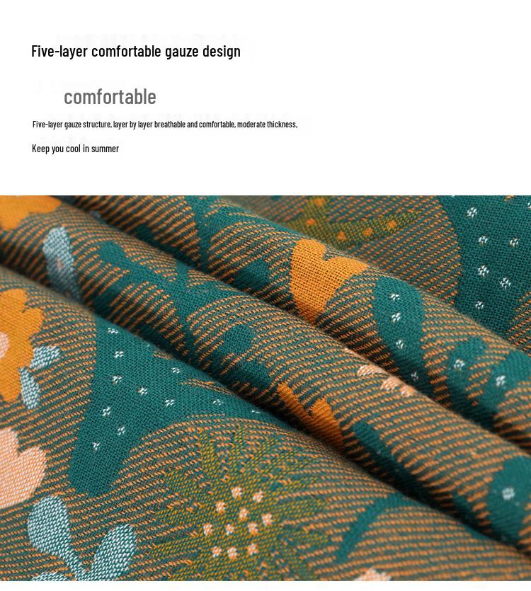 Fünflagige karierte Mull-Decke aus reiner Baumwolle - Verdickt für alle Jahreszeiten