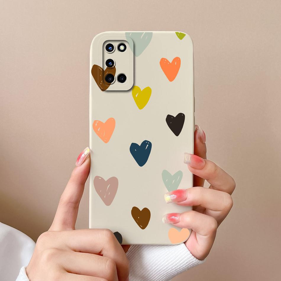 For Oppo A52 A72 A92 Case Butterfly Heart Simple Back Cover Soft Liquid Silicone Funda Camera Protection Anti Drop Phone Housing
