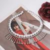 Exaggerated vintage double-layered wearing imitation pearl temperament tassel collar personalized trend model