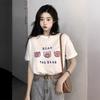 Women's Casual Short Sleeve T-Shirt Cute Cartoon Bear Print Loose Crew Neck Summer Basic Tee Top