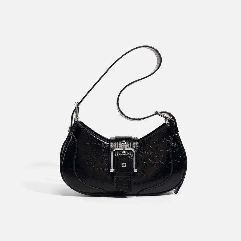 2025 New Trendy Women's Bag, Unique Design, Textured Baguette Bag, Vintage Underarm Bag, Versatile Wide-Strap Shoulder Bag