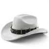 Suede Western Cowboy Hat Vintage Metal Jazz Hat Men's and Women's Ethnic Style Autumn and Winter Big-brimmed Top Hat