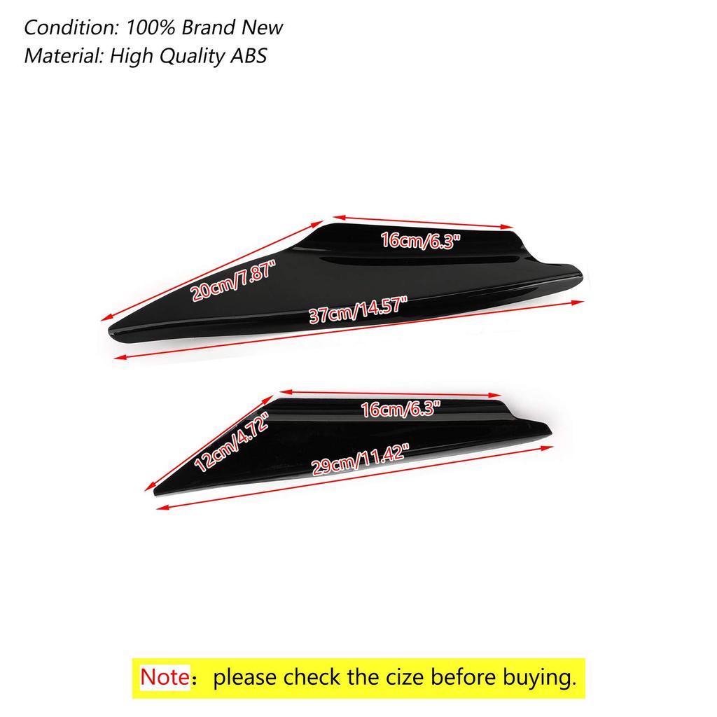 Bruce & Shark 4pcs Universal Car Front Bumper Fin Body Splitter Spoiler Canard Lip Splitter Fin Anti-Scratch Extension Universal Gloss Black