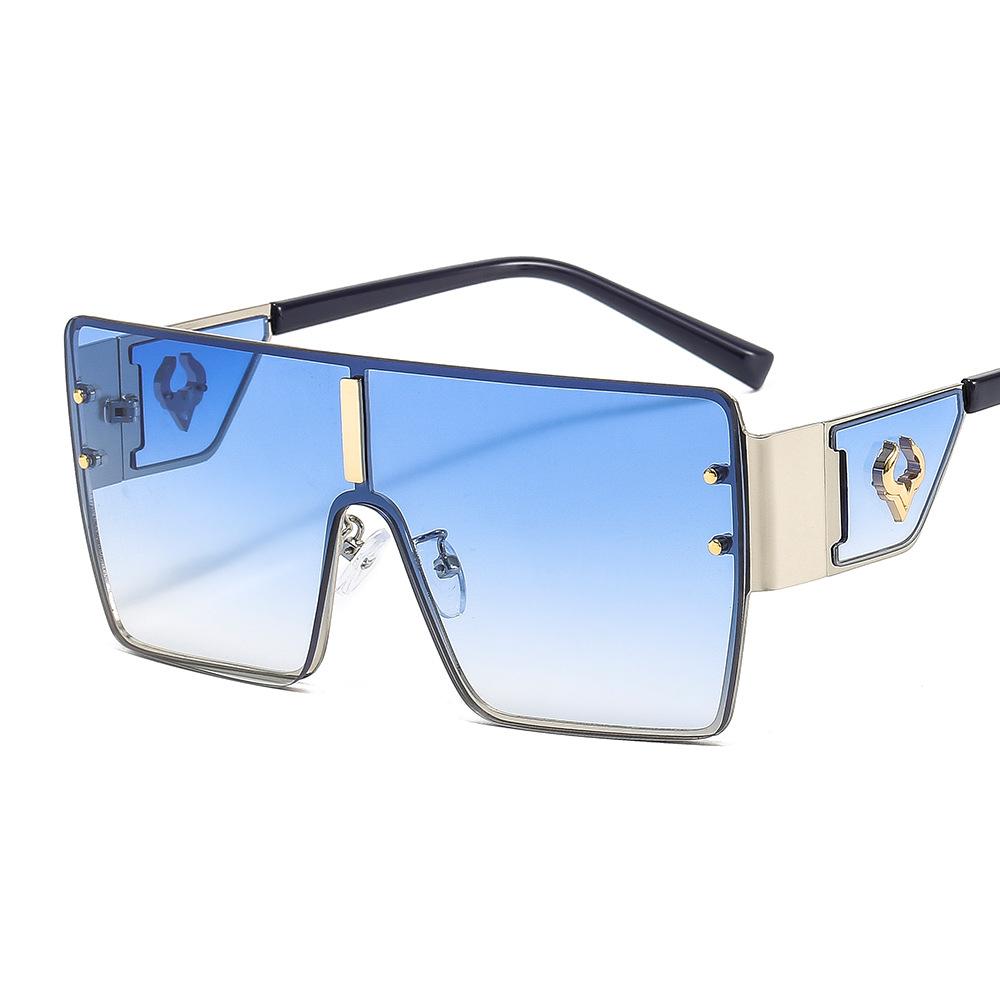 2024 Newest High Fashion Custom Logo Men Women Uv400 Gafas De Sol One-Piece Huge Square Frame Sunglasses