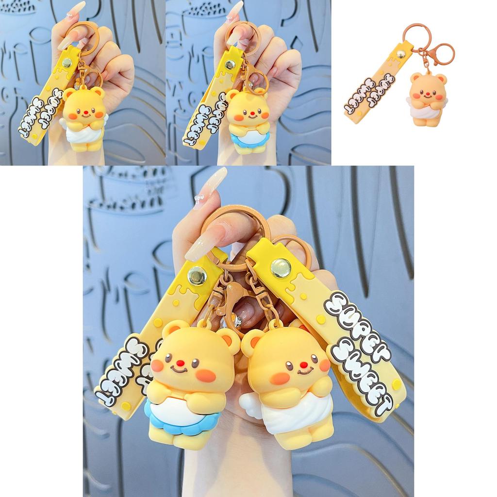 Cute Cartoon Angel And Apron Butter Bear Doll Pendant Keychain For Party Decorations And Travel Souvenirs