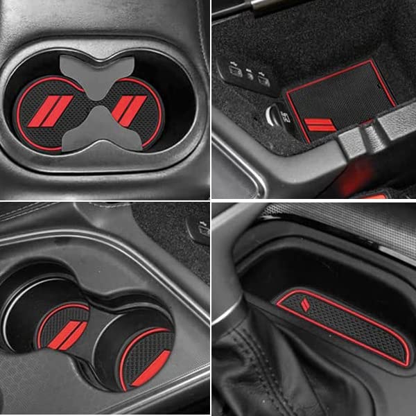 YANWEN Dustproof Trim Mats for Dodge Custom Interior Shifter Cup Holder Door and Center Console 2015-2020 Challenger, Liners, Inserts, Pockets, (11