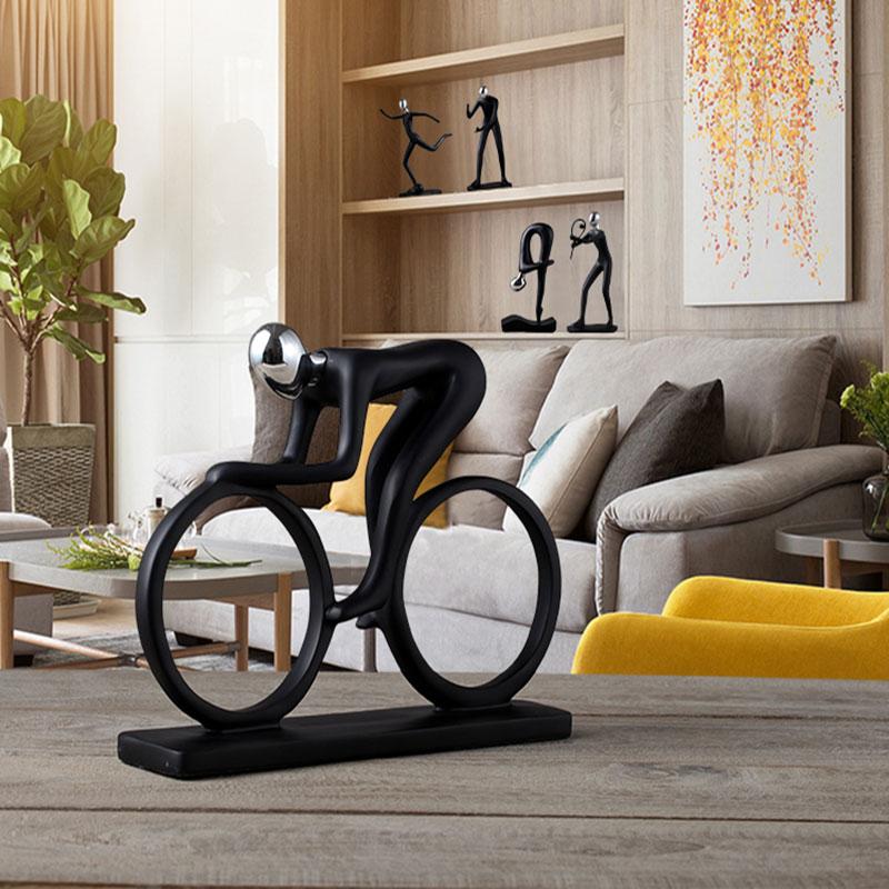 Nordic Simple  Resin Modern  Bicycler Cyclist Statue Bicycle Rider Statue Figurine Office Living Room Decor