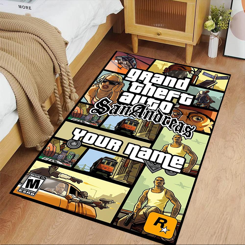 Grand Theft Auto Personalized Name Carpet Suitable for Decorate room Balcony Dining Room Game Room Anti-slip Rug Anime Office Decor
