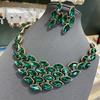 Premium Design Medieval Jewelry Retro Old Gold Diamond Cut Green Horse Eye Diamond Necklace Necklace Jewelry