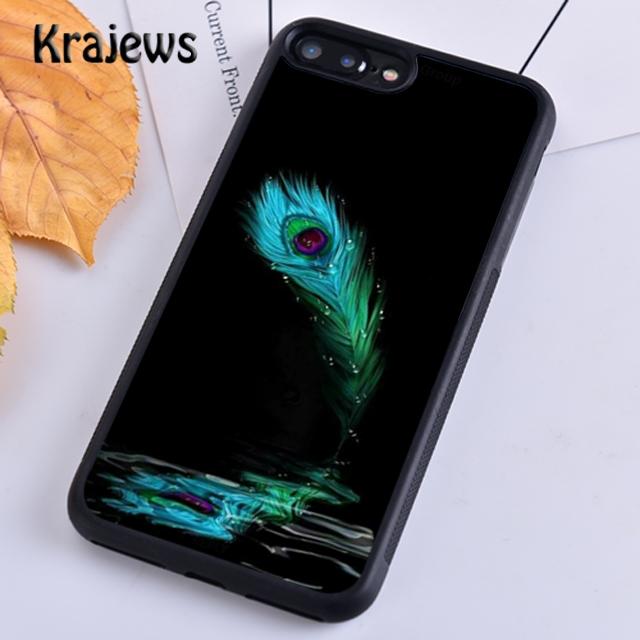 Krajews Turquoise Stone Flora Peacock Feather Phone Case For iPhone 17 Air 16 15 14 plus 11 12 13 pro max coque Fundas