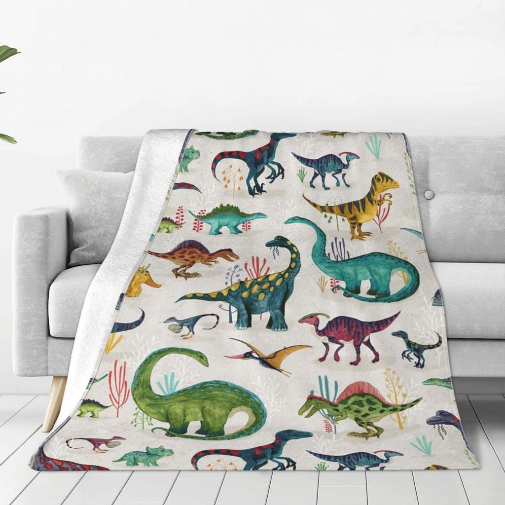 Bright Dinosaurs Blanket Soft Warm Flannel Throw Blanket Plush for Bed Living room Picnic Travel Home Sofa