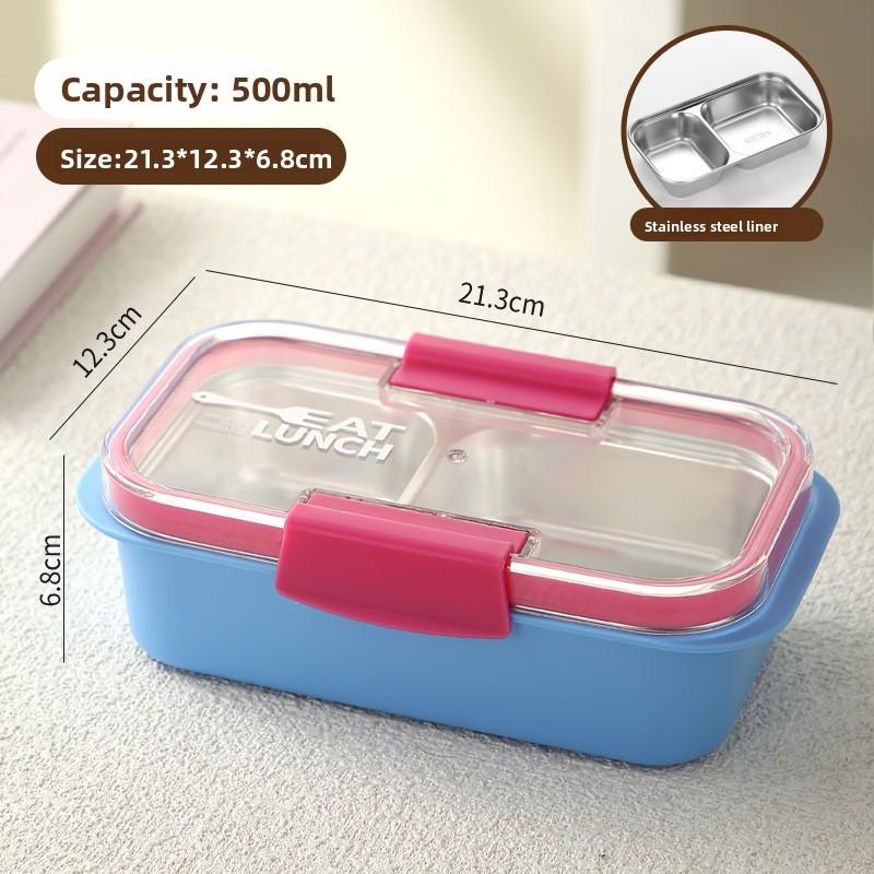 Stainless Steel Bento Box With Dividers For Office Lunch And Portable Food Storage
