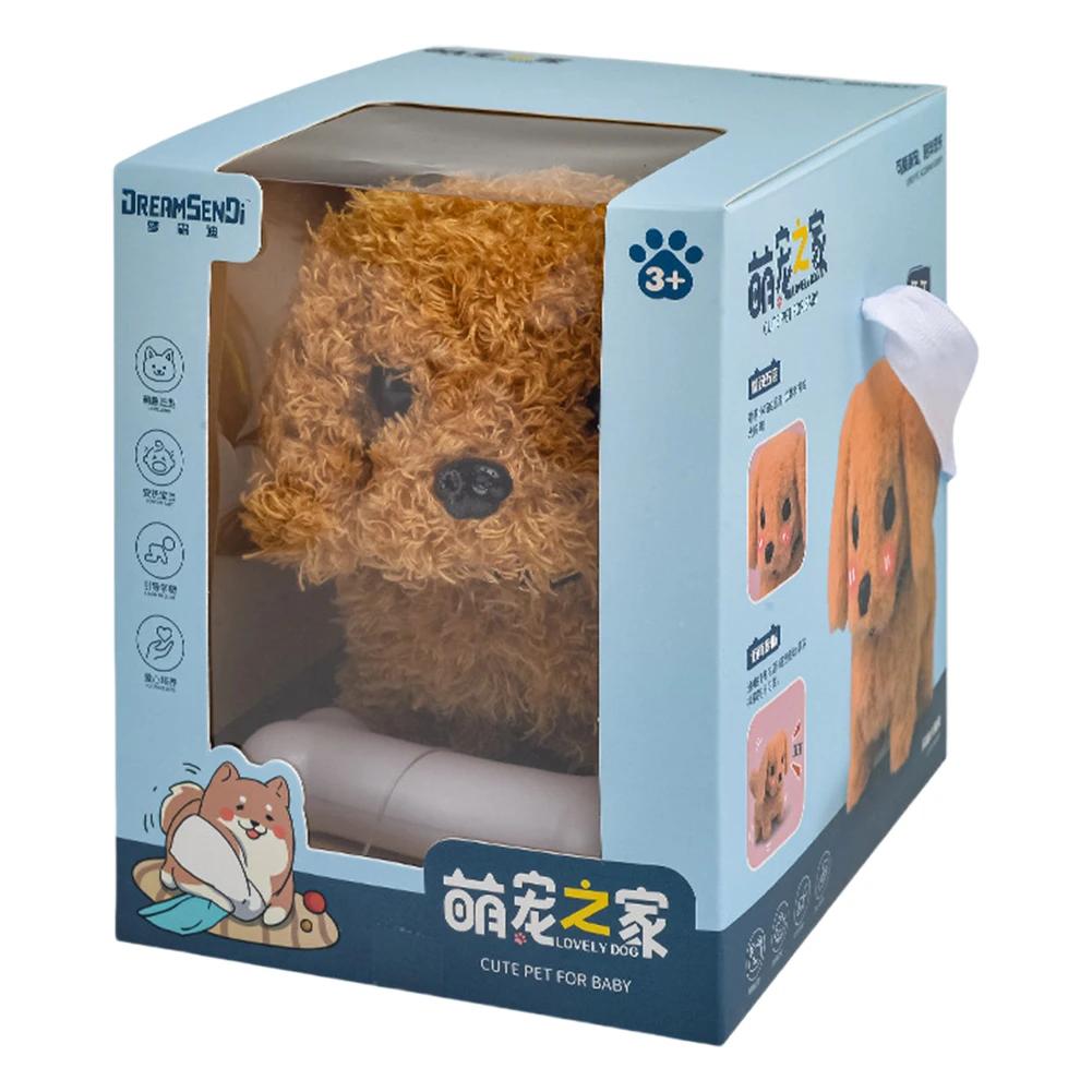 Cão robô eletrônico, brinquedo realista que age como um cachorrinho de verdade, brinquedo de pelúcia para cachorro, animal de pelúcia operado por bateria, para meninas e meninos