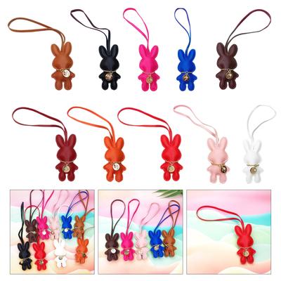 Portachiavi alla moda a forma di coniglio in pelle artificiale ciondolo per borsa coniglietti portachiavi accessorio per borsa per amanti degli animali