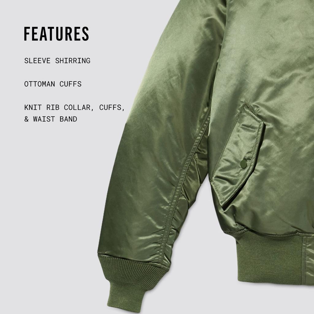 Alpha Industries Flight Bomber US Size 2X Green Men's MA-1 Jacket, Plus,