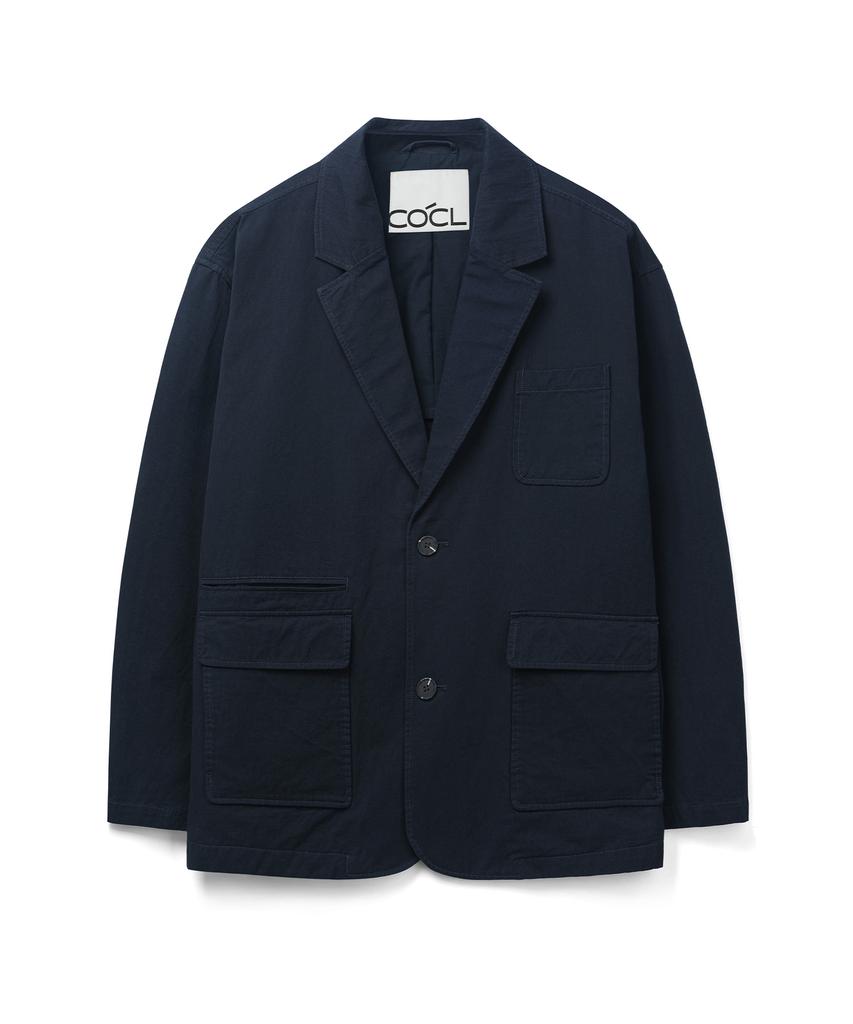Costume O’Clock Cotton Loose Fit Washed Blazer Navy Coosjk039Navy
