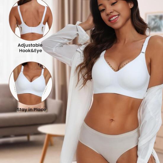 Wireless Push-Up Bra with Jelly Strip Technology Natural Lift Seamless Adjustable Straps Full