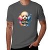 Poodle With Headphones Tshirt Work Daily Short Sleeve Top
