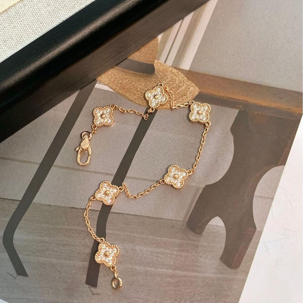French Style Niche High-end Clover Bracelet, Rose Gold Mini Fashion Bracelet