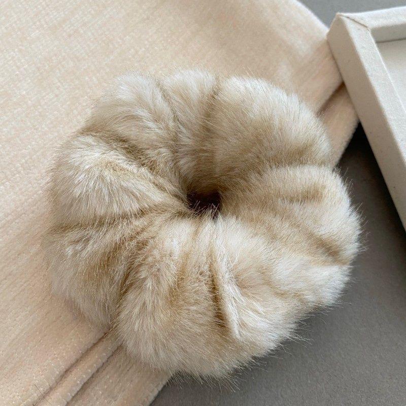 Luxurious Korean Faux Mink Fur Pleated Scrunchie - Plush, Gentle Hair Tie for Autumn & Winter