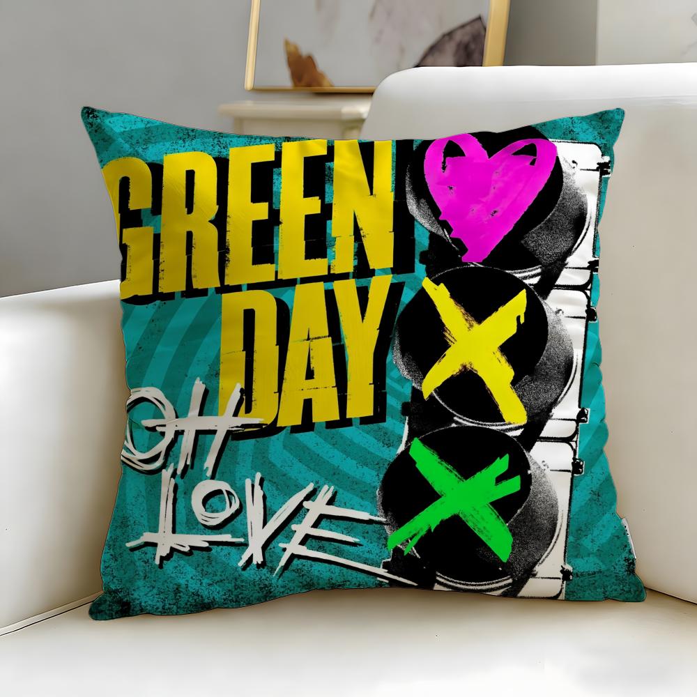 Stylish Ggreen Dayful Cushion Cover Soft  EasyWash Pillow Case  Versatile for Couch Bed Travel and Office