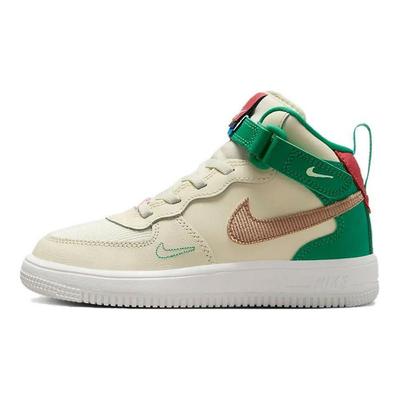 Force 1 Mid EasyOn SE PS Lait de Coco Vert Stade Chaussures pour Enfants Crème Rose-Levé Chanvre FQ3694-100