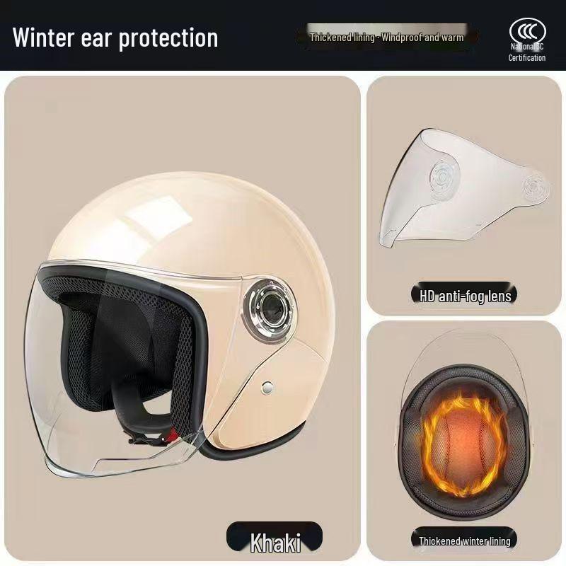 

3C Certified Electric Vehicle Helmet for Men and Women - Winter Protection, Warmth, Universal Safety, Half Helmet for Bikes and Motorcycles