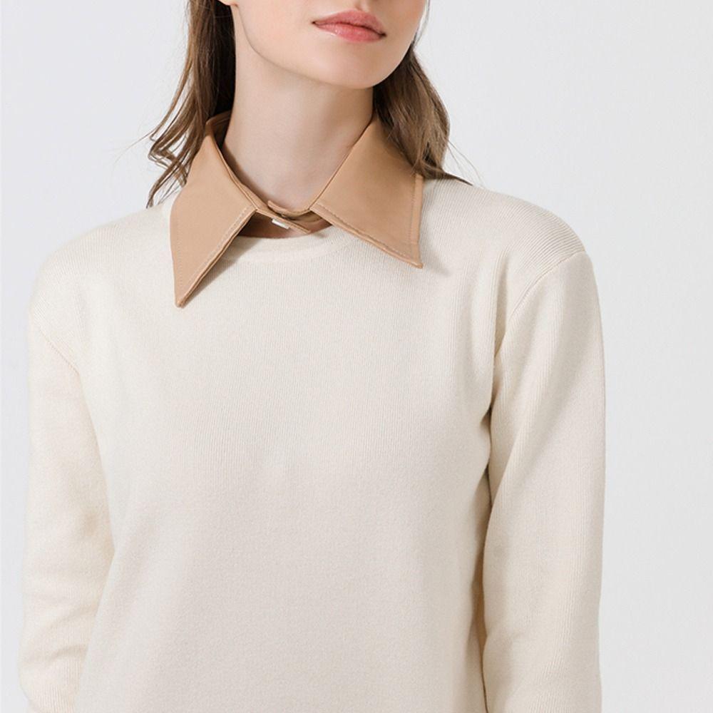 PU Leather Classic Neck Shoulder Wraps Clothes Accessories Blouse False Collar Shirt Fake Collar