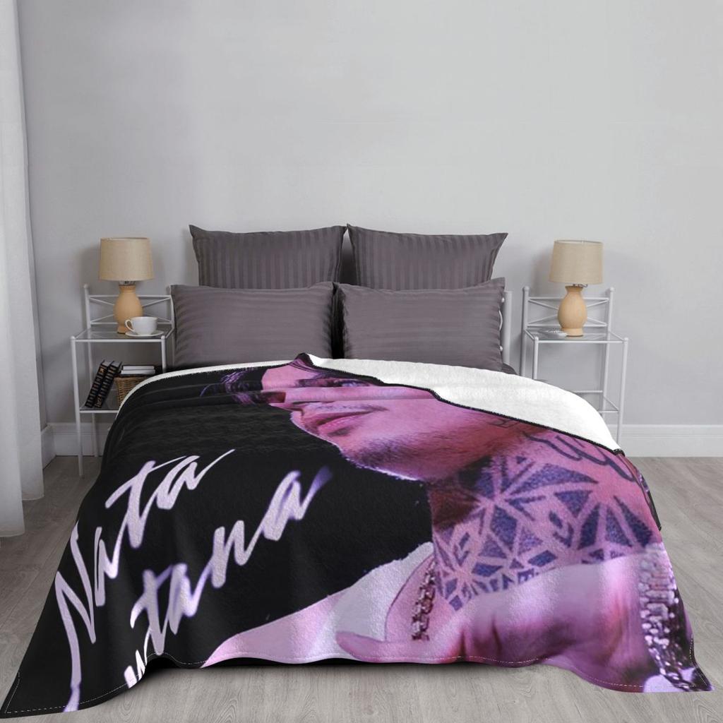 N-Natanael Canos Blue Rapper Blankets Soft Warm Flannel Throw Blanket Plush for Bed Living room Picnic Travel Home Couch