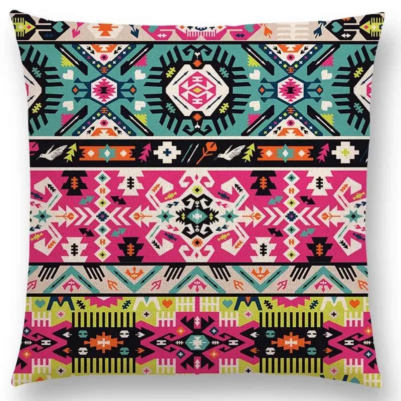 Colorful Seamless Aztec Decorative Prints Sofa Throw Pillow Case Fancy Abstract Geometric Vector Pattern Tribal Cushion Cover