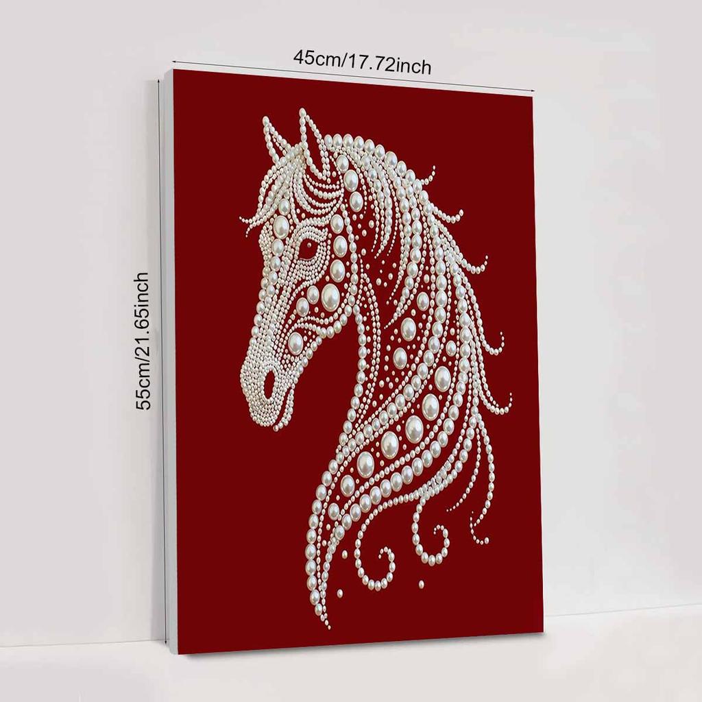 Crystal Pearl Painting 5D DIY Frame Decoration Painting White Horse Home Wall Decoration Transparent Pearl Gemstone Painting Picture Art Crafts