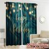 2pcs   2D FLAT PRINTING Curtains (Without Rod) Birthday Vibes Popular Creative Curtains Polyester Curtains Thermal Insulation