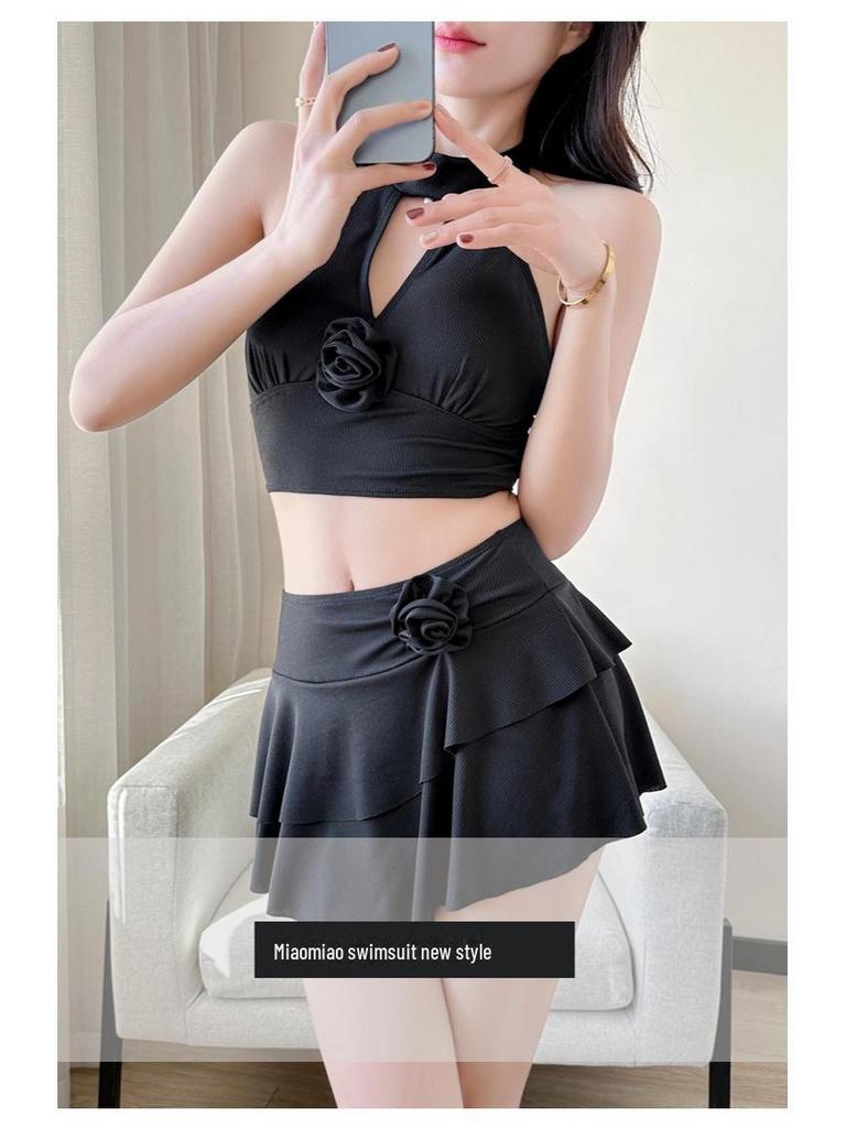 Sweet Signal Sexy Rose Bikini Split Swimsuit – Three-Piece Set