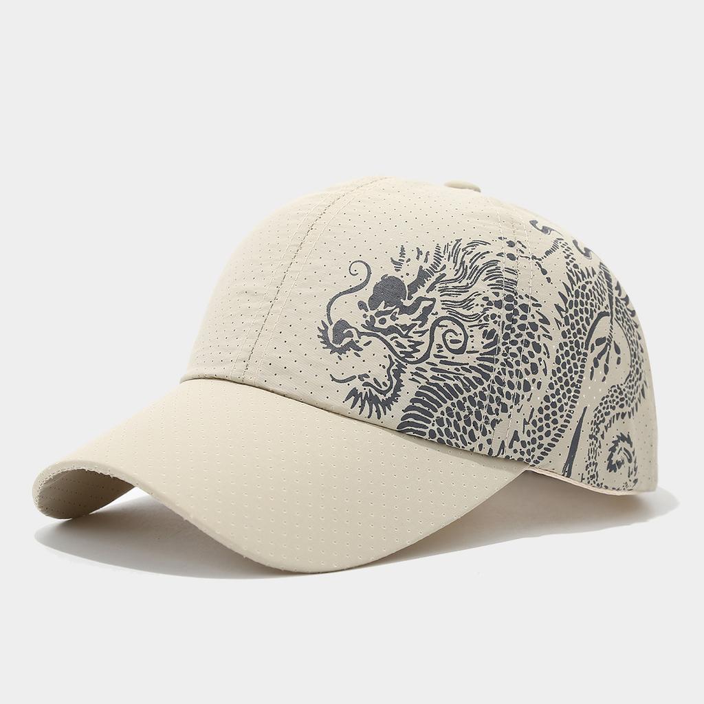 Neue chinesische Drachenmuster-Baseballkappe Sommer Trendmarke Schnelltrocknende Kappe Herren und Damen Outdoor Atmungsaktive Sonnenkappe