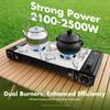 2-Burner Portable Camping Stove - 2100-2500W Butane Cooktop with Carry Case & Non-Stick Griddle for Grilling/Tailgating