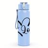 1PC Curve Love Heart Cursive Line Art 750ml Color Plastic Sports Water Bottle Leakproof Flip Straw Lid Suitable for Sports Office Home Use