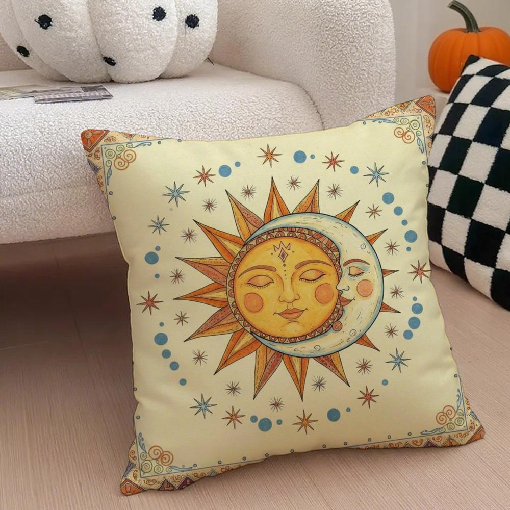 SHine BBohemian art Cushion Cover Throw Pillow Cover Hidden Button Durable Polyester Chair Cushion