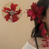 Red Rose Flower Hair Clips Artificial Flower Flower Petal Hairgrip Lily Tassels Hairpins  Bridal